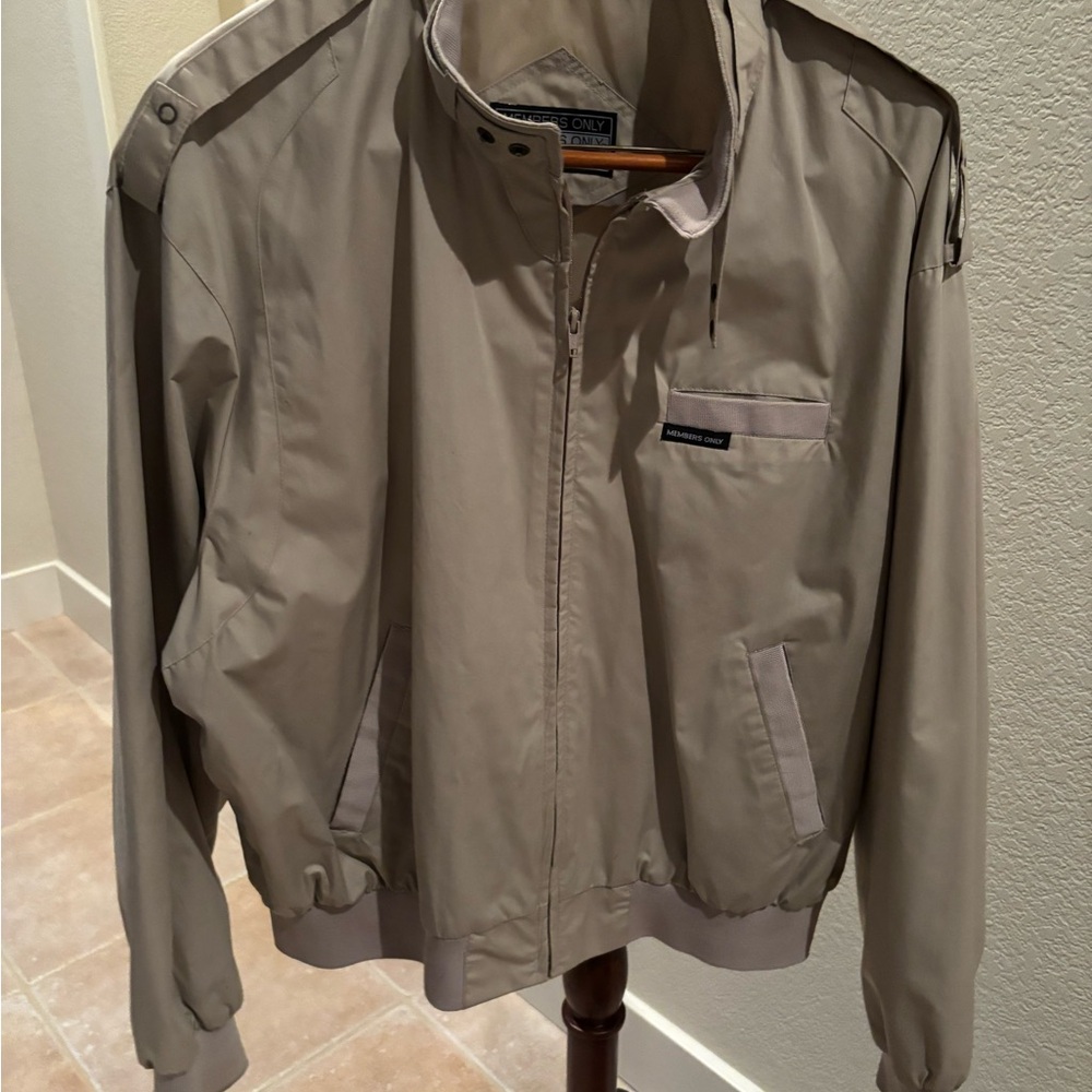 Members Only Light Tan Windbreaker Jacket